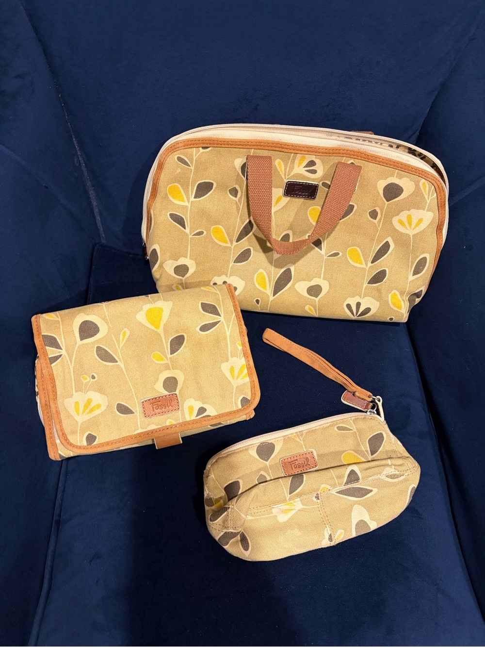 3 Floral Travel and Toiletry Fossil Bags